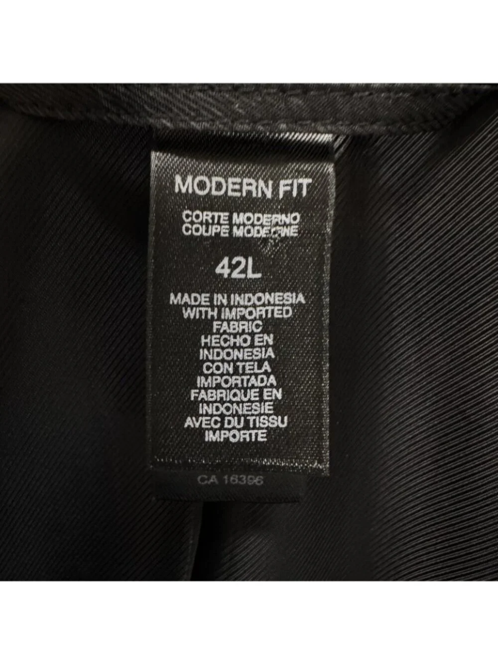 Claiborne Mens Modern Fit Suit 42L W34 L32 Black Pinstripe 2-Piece Set Polyester